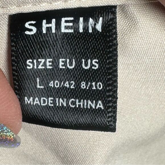 Lapel collar roll tab drawstring waist trench coat with pockets size large - Picture 10 of 11